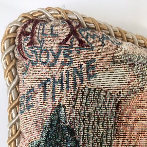 Christmas jacquard Santa throw holiday pillow All Christmas Joys Be Thine 12x12 - Picture 5 of 5